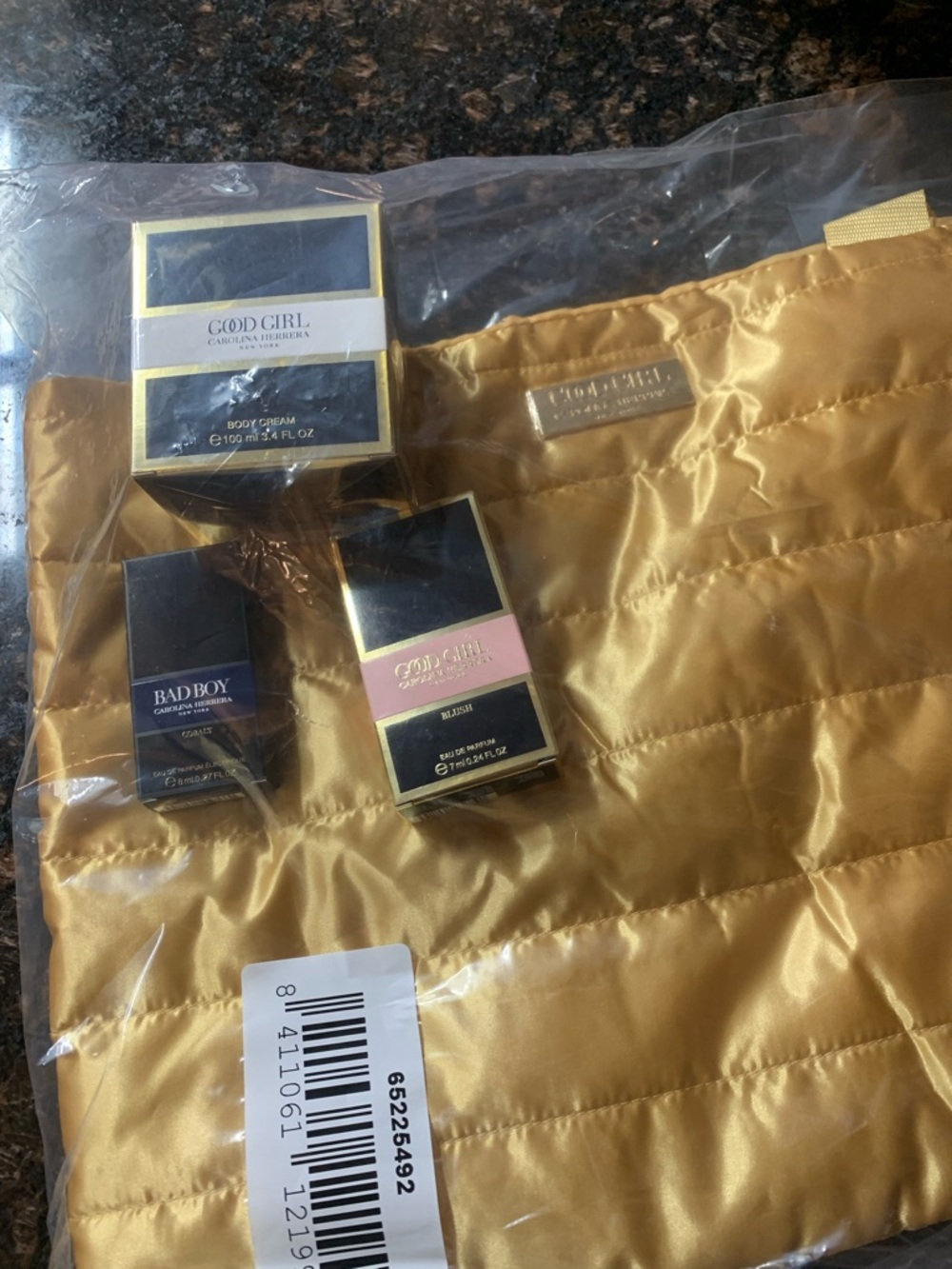 Good Girl Carolina Herrera Gold Quilted tote bundle - Picture 2 of 2